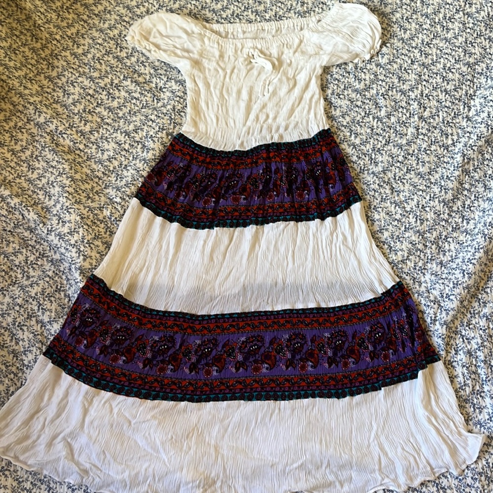 Milk maid pattern midi dress